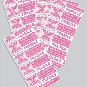80 Pink Fragile Handle With Care Stickers